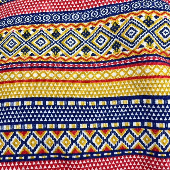 Vintage Flannel Throw Blanket Blue Orange Red Tribal Small Toddler Lap Handmade - Picture 8 of 10